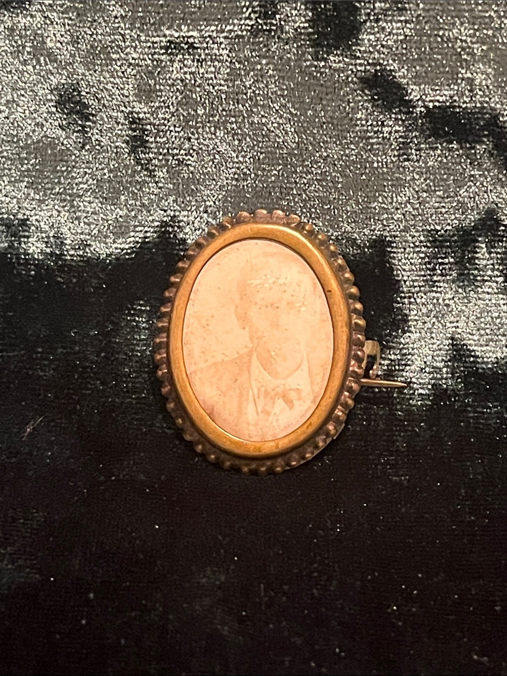 Antique Victorian Sepia Portrait Brooch Pin Estate Jewelry c. 1890–1910